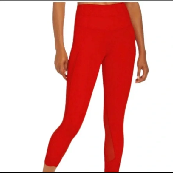 Zella Red Mesh Leggings - Picture 1 of 9